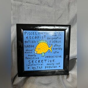 Pisces Naughty Zodiac Framed Wall Tile by Clayton’s Whimsical and Zany Piece